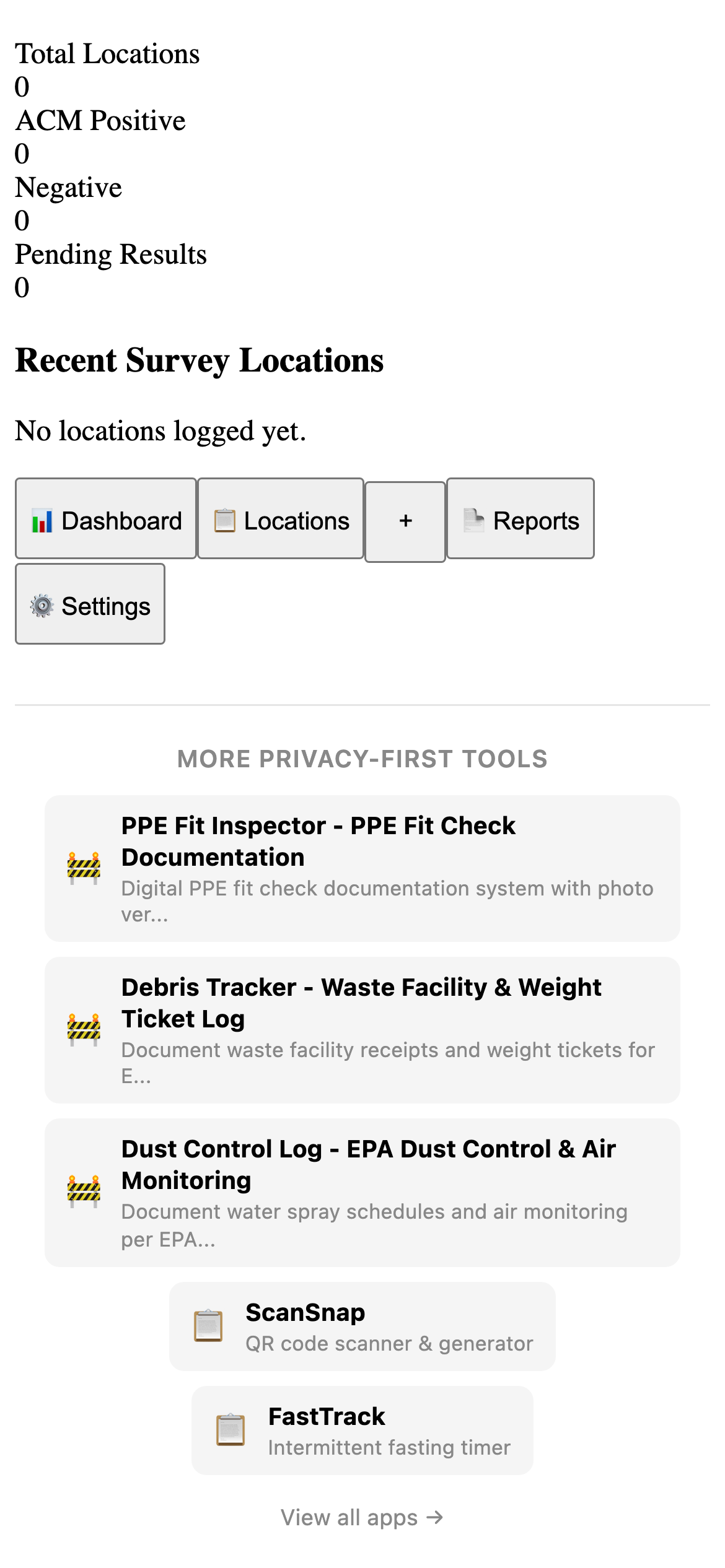Asbestos Tracker - Pre-Demolition Survey Documentation Pro feature detail